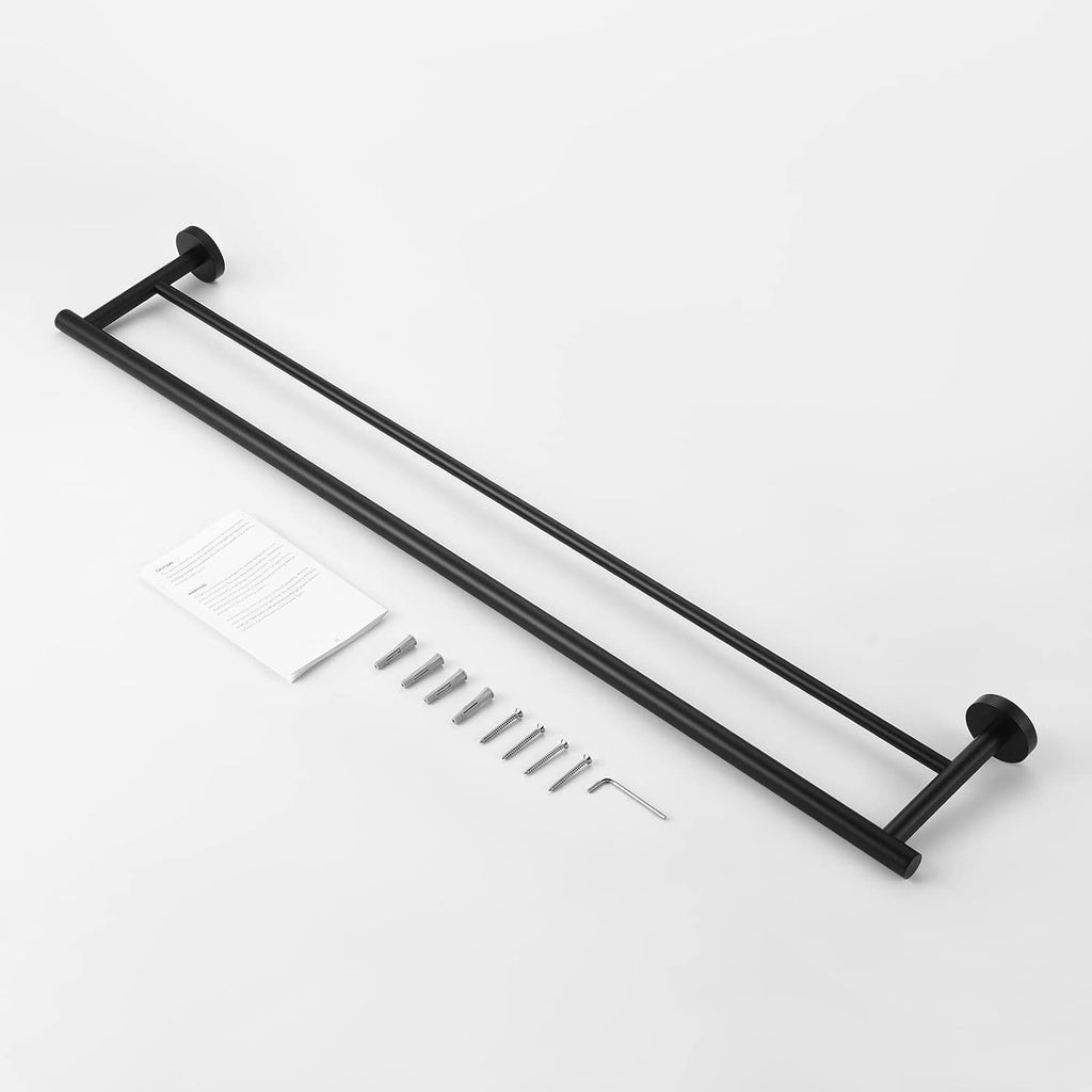 KES Double Towel Bar 33.6 Inch, Bathroom Towel Rack Towel Rod 18/8 Stainless Steel Rustproof Wall Mounted Matte Black, A2001S86-BK