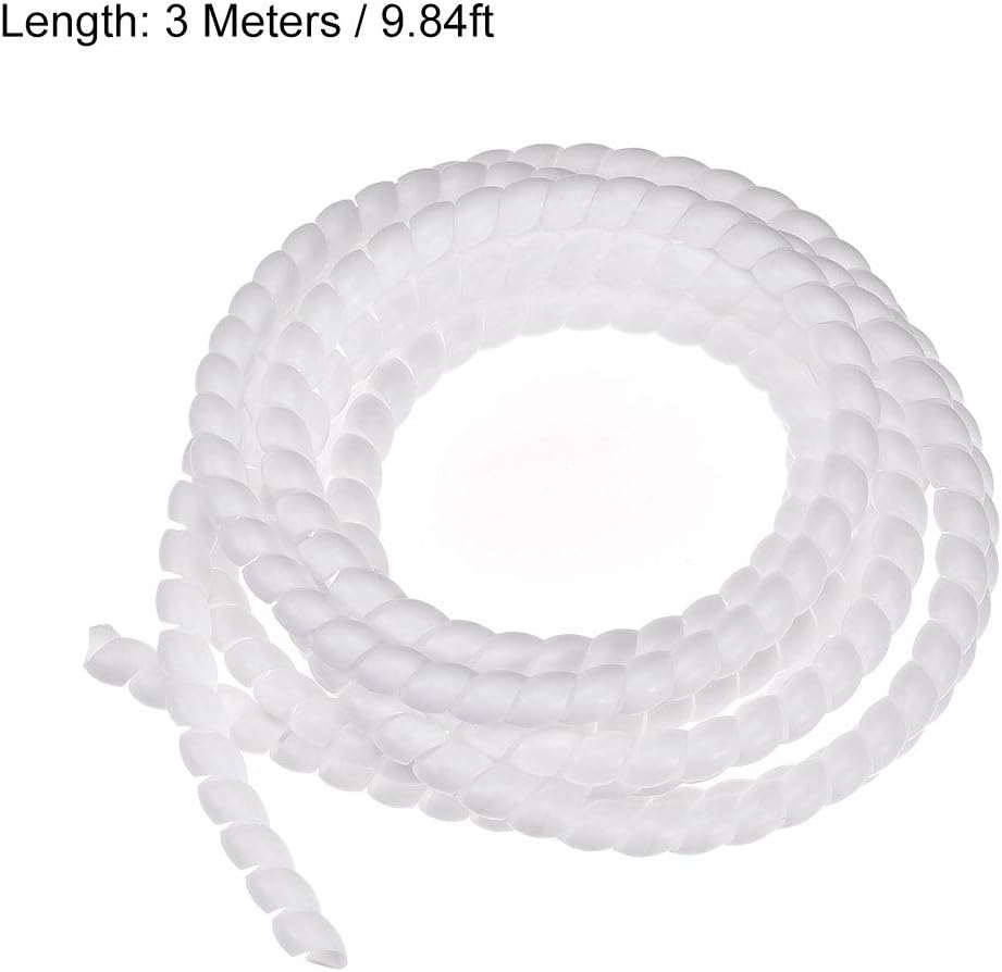 uxcell Flexible Spiral Cable Wrap Wire Cord Wraps Management Sleeve 8mm x 10mm Computer Wire Manage Cord 3 Meters Length White