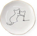 HOME SMILE Cat Ring Dish Jewelry Tray,Christmas Gifts for Cat Lovers,Ceramic White,4"