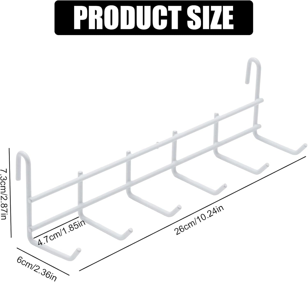 4 Pack Metal Grid Wall Hanging Hooks, Grid Wall Accessories, Heavy Duty Storage Hooks Rack for Door Back Wall Mount Storage and Display, Hook Attachment for Wire Shelving (4 x Hanging Hooks（White）)