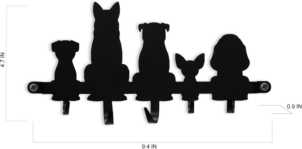 GEGUTON Dogs Design Wall Mounted Key Holder, Steel, Black