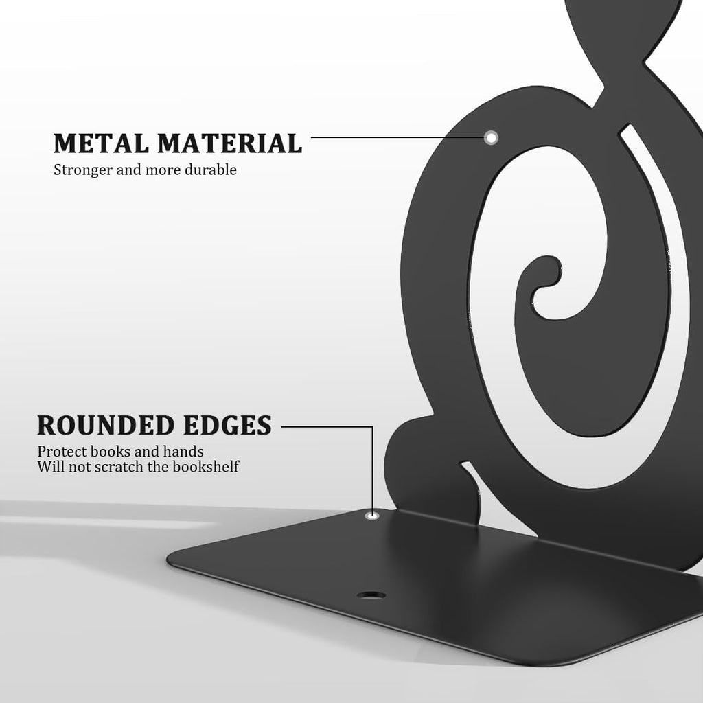 Book Ends, Black 2 Pair Metal BookEnds Heavy Duty bookend (Black 2 Pair)