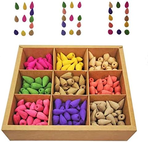 360 PCS Backflow Incense Cones 9 Kinds of Incense Cones for Waterfall Natural Scents for Backflow Incense Burner