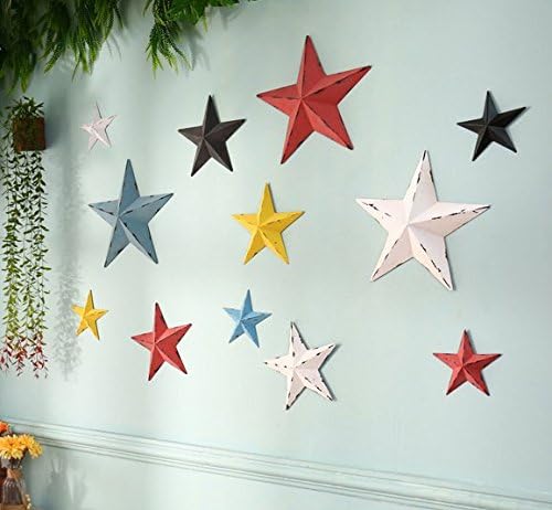 YL Crafts - Metal Star Wall Decoration Mounted Wall Art 3pcs/Set (Black)