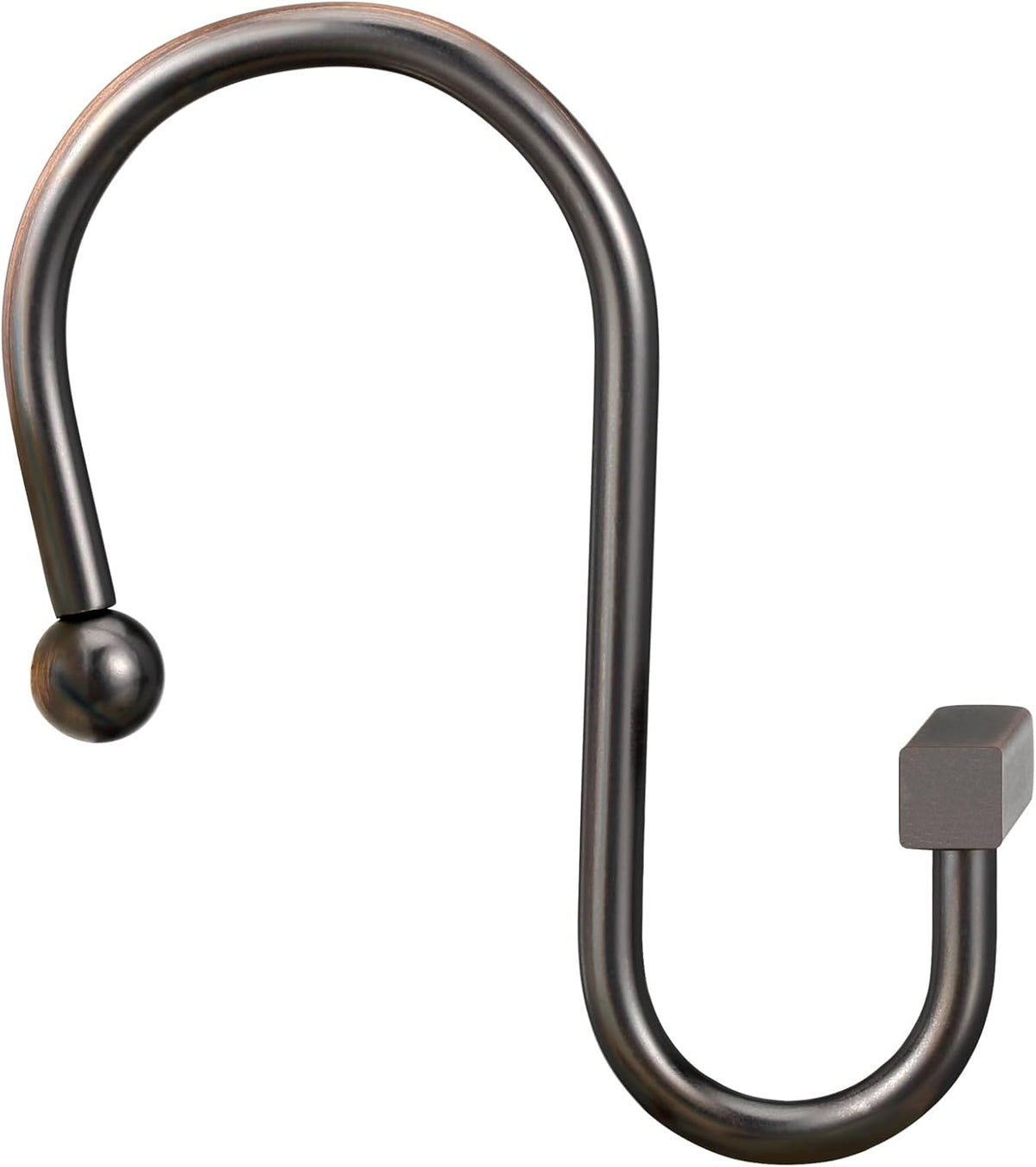 Bronze Shower Curtain Hooks, Rust Proof Shower Curtain Rings for Bathroom, CHICTIE Modern Metal Decorative Shower Hooks Hangers for Shower Curtain Rod, Square T Bar Shape Set of 12
