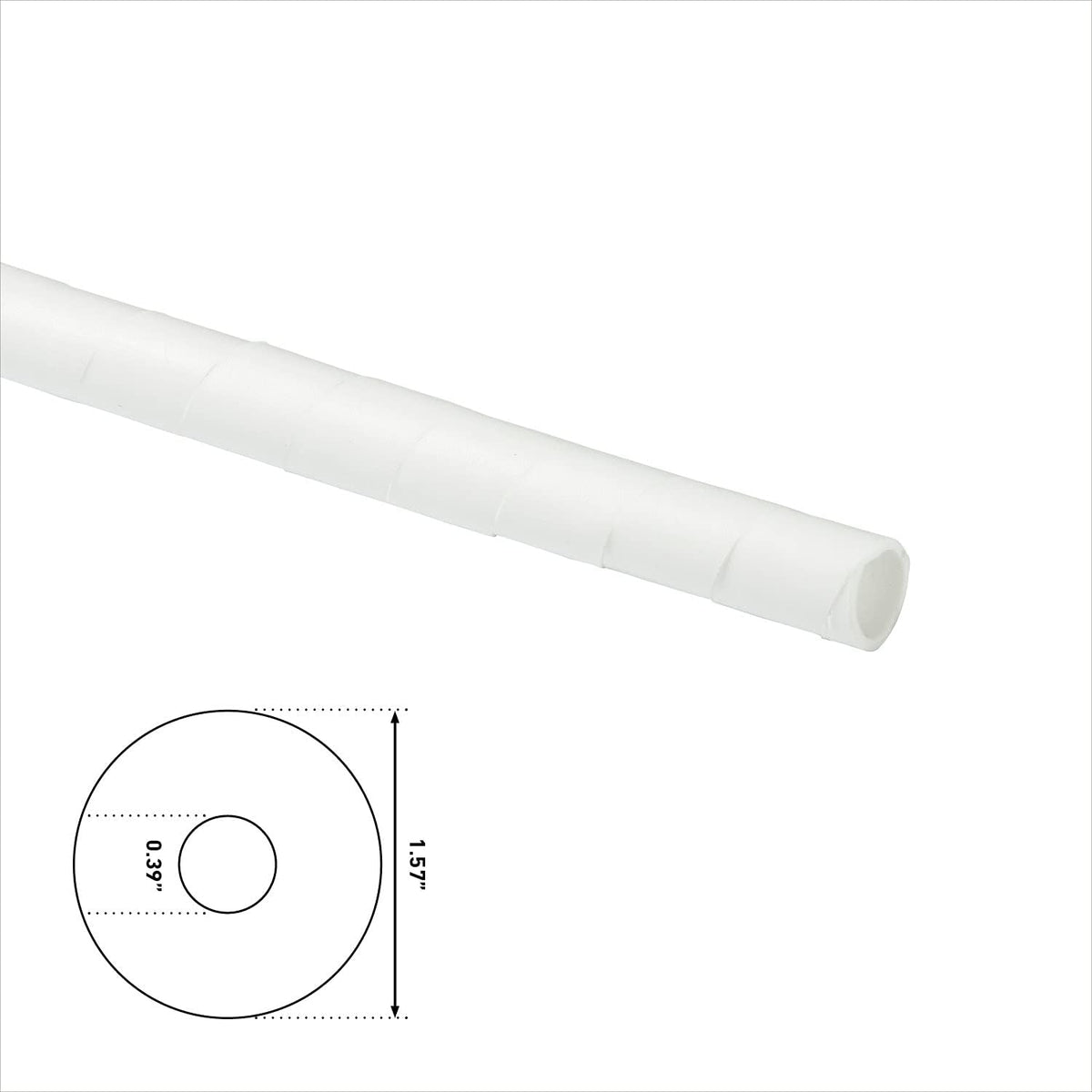 D-Line 8.2ft White Cord Wrap, Spiral Cable Sleeve, Expands 0.39-1.5in Diameter, Wrap by Hand - White