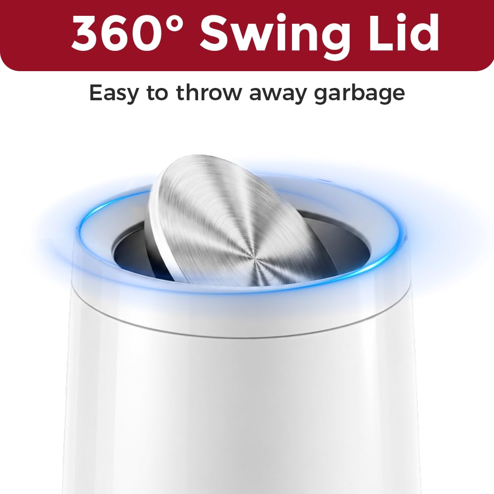 10L/2.6Gal Bathroom Trash Can,Swing Lid Trash Can