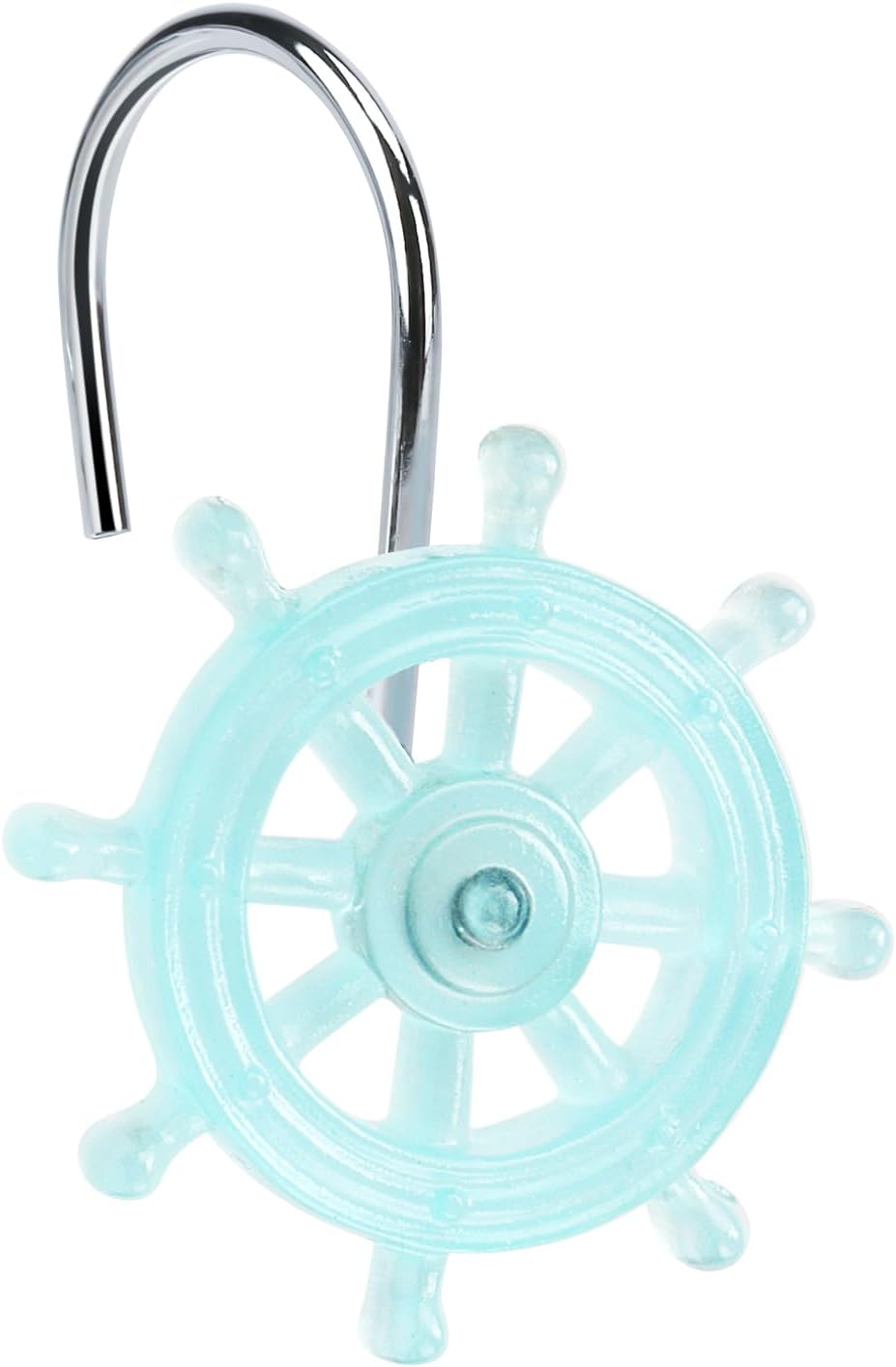 Nautical Shower Curtain Hooks, Tropical Ocean Style Blue Anchor, Rudder, Sailboat, and Lighthouse, Glow in The Dark Summer Bathroom Decor Accessories, Fun Voyage Unique Sea Theme