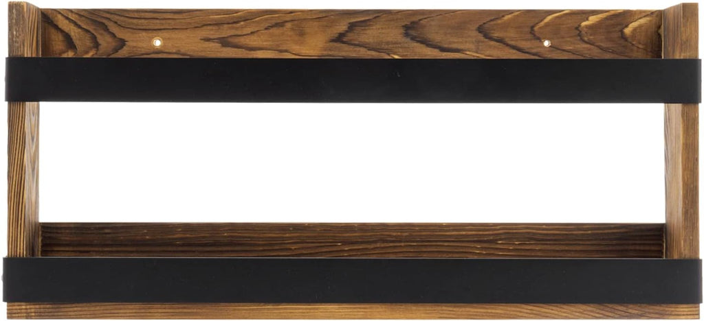 MyGift Magazine Rack, Burnt Wood & Black Metal, Wall-Mounted Display