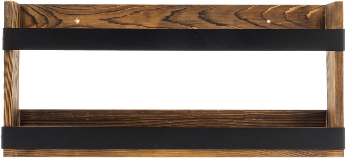 MyGift Magazine Rack, Burnt Wood & Black Metal, Wall-Mounted Display