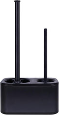 Blue Donuts Toilet Brush and Plunger Set with Holder, Sleek Minimalist Modern Black Bathroom Accessories Toilet Plunger and Toilet Bowl Brush Combo