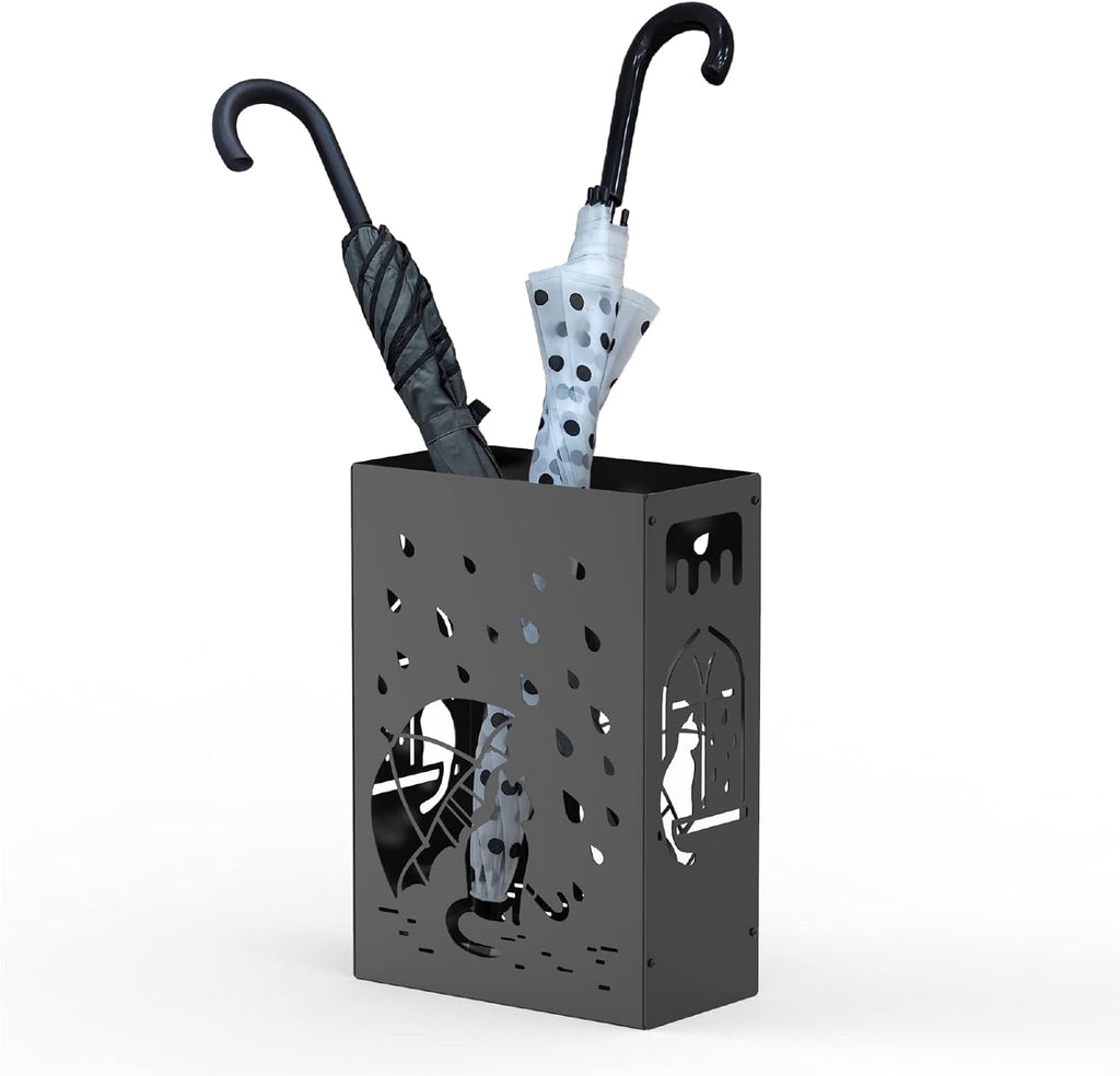 Mango Steam Cat Umbrella Holder Stand for Home or Office Entryways (Raining Cats, Black)