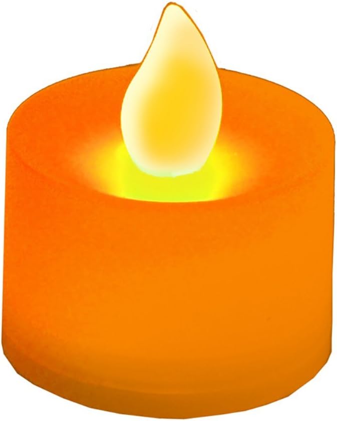LumaBase Battery Operated Tea Light Candles, Orange - Set of 12