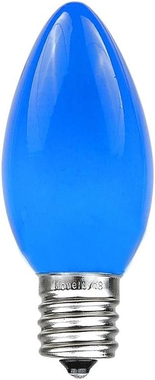 Novelty Lights 50 Pack C9 Ceramic Outdoor Christmas Replacement Bulbs, Blue, E17 Intermediate Base, 7 Watt