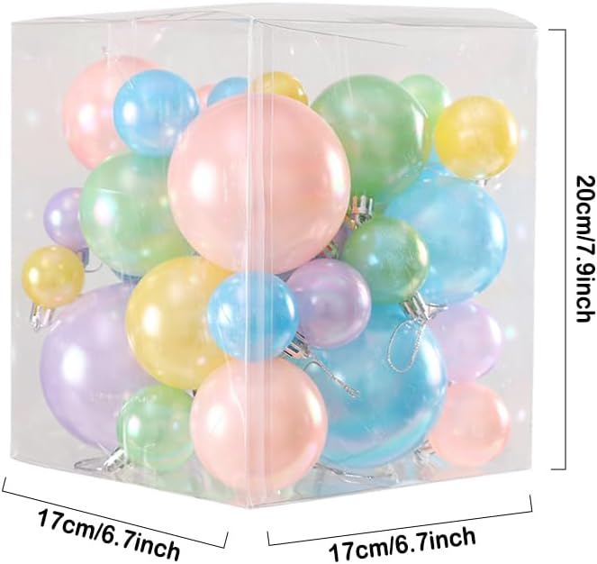 45 Pcs Pastel Christmas Ball Ornaments Decorations Set,Macaron Color Hanging Ornaments Balls Set,Pearl Christmas Tree Pendants Ball Xmas Tree Decoration