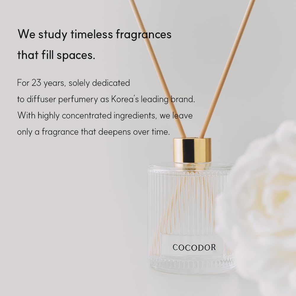 COCODOR Silk Flower Reed Diffuser Set, White Jasmine, 6.7 oz, Home Décor
