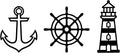 Sanwarm Wall Decor, 3 Pieces, Black Metal, for Home Nautical Coastal