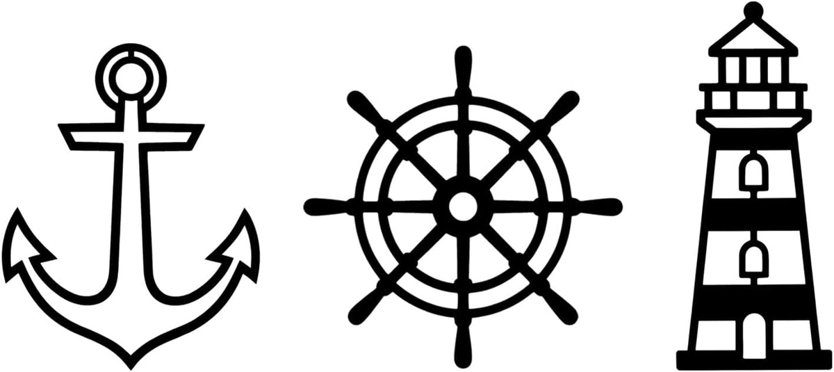 Sanwarm Wall Decor, 3 Pieces, Black Metal, for Home Nautical Coastal