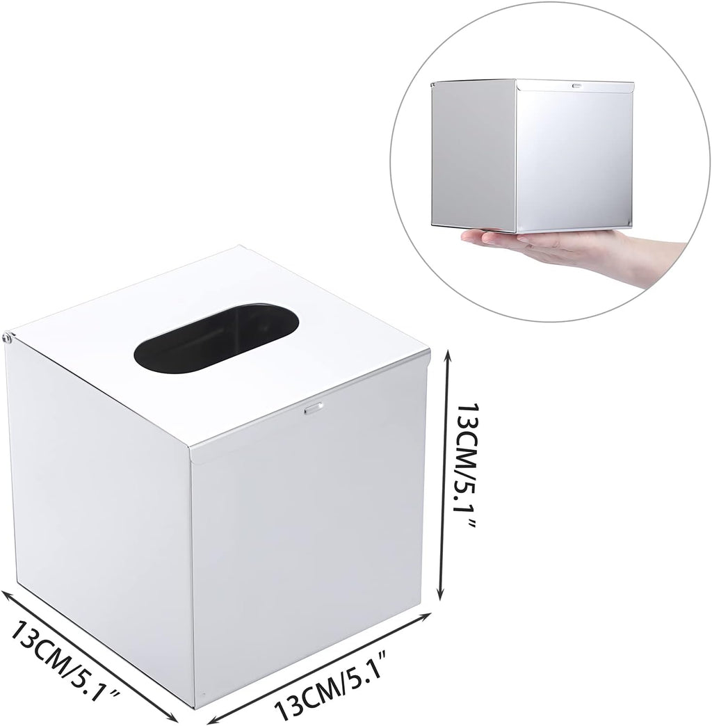 Sumnacon Square Tissue Box Cover Wall Mounted Tissue Box Holder,Silver