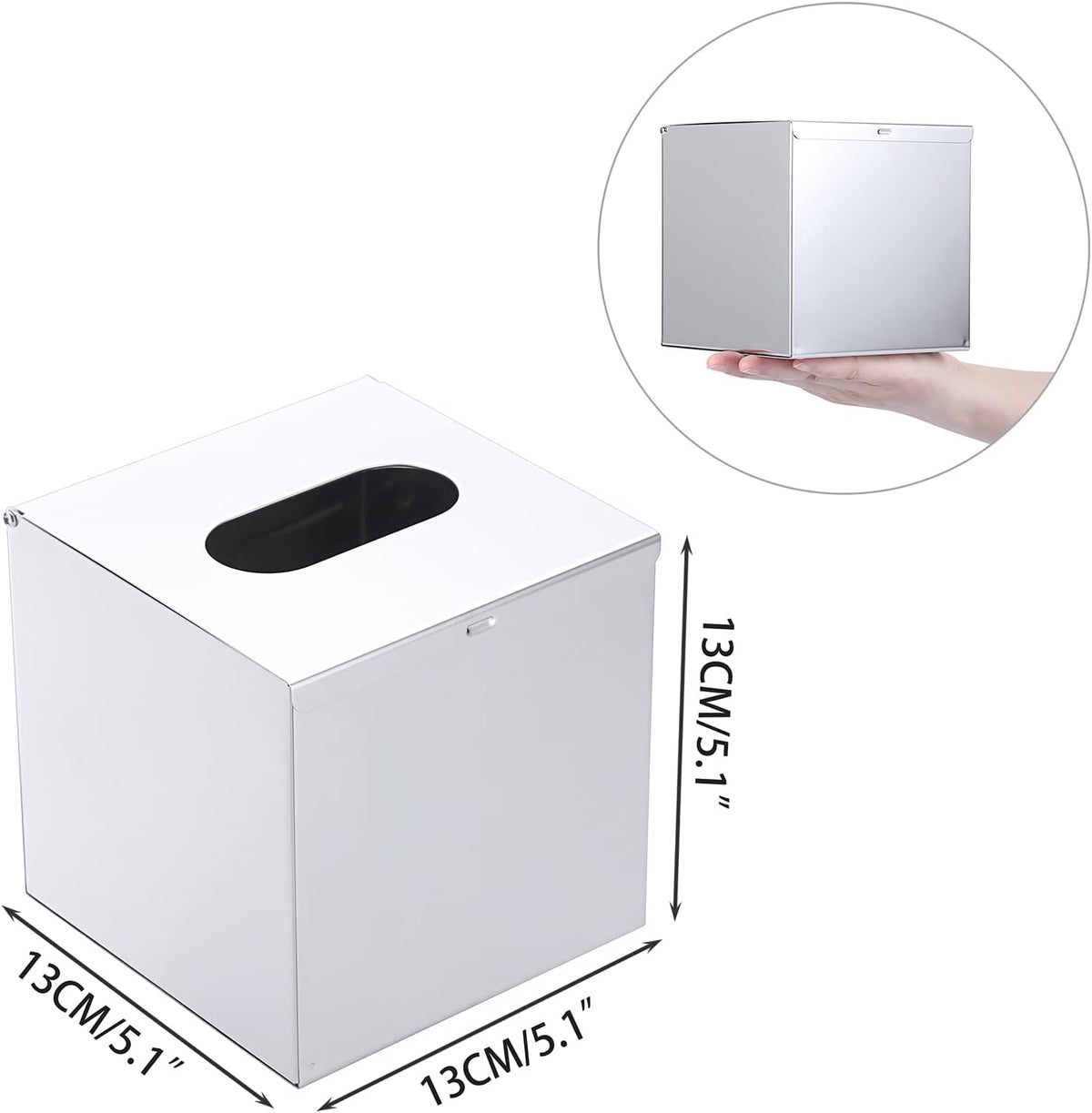 Sumnacon Square Tissue Box Cover Wall Mounted Tissue Box Holder,Silver