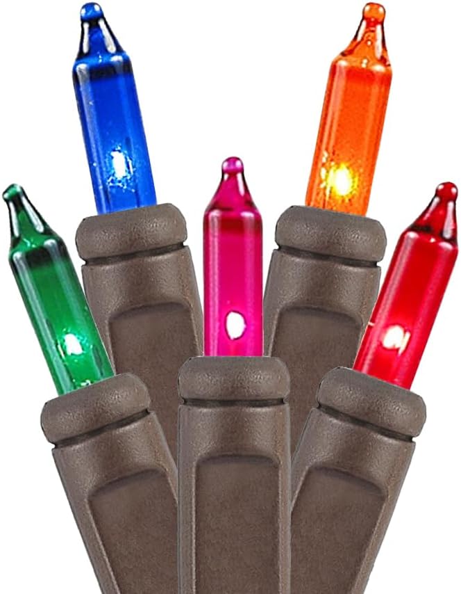 Novelty Lights 8.5 Feet 20 Bulb Multicolor Mini Light String on Brown Wire