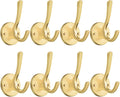Coat Hooks for Hanging Coat Hooks for Wall Mounted Brass Wall Hooks Heavy Duty Brushed Robe Closet Hooks for Hanging Coats Entryway Metal Towel Hooks for Bathrooms (8, Gold)