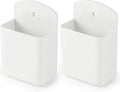 2 Pack White Remote Control Holder, Self adhesive Wall Mount Storage Box for TV and Air Conditioner Remote Controls, Pen Holder Organizers and Accessories for Home Office School