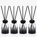 4 Pack 120ml Empty Reed Diffuser Bottles with 20 Reed Sticks, Clear Glass Diffuser Set with Wooden Caps for DIY Home Fragrance, Bathroom, Bedroom and Office (4, Gradient Gray)