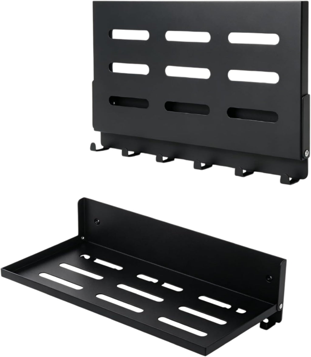 2 Pack Small Folding Metal Shelf with Hooks, Fold-up Wall Shelf