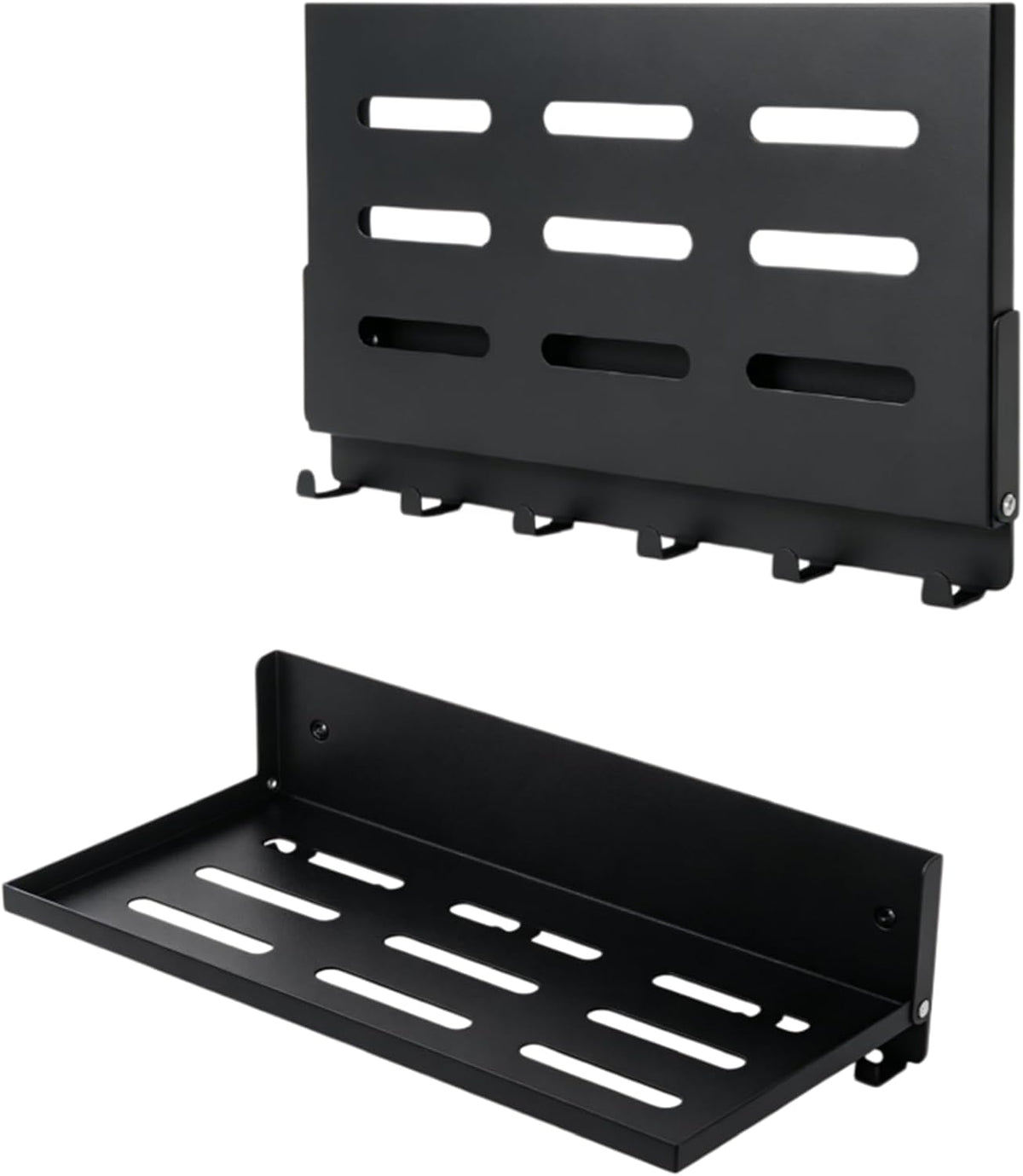 2 Pack Small Folding Metal Shelf with Hooks, Fold-up Wall Shelf
