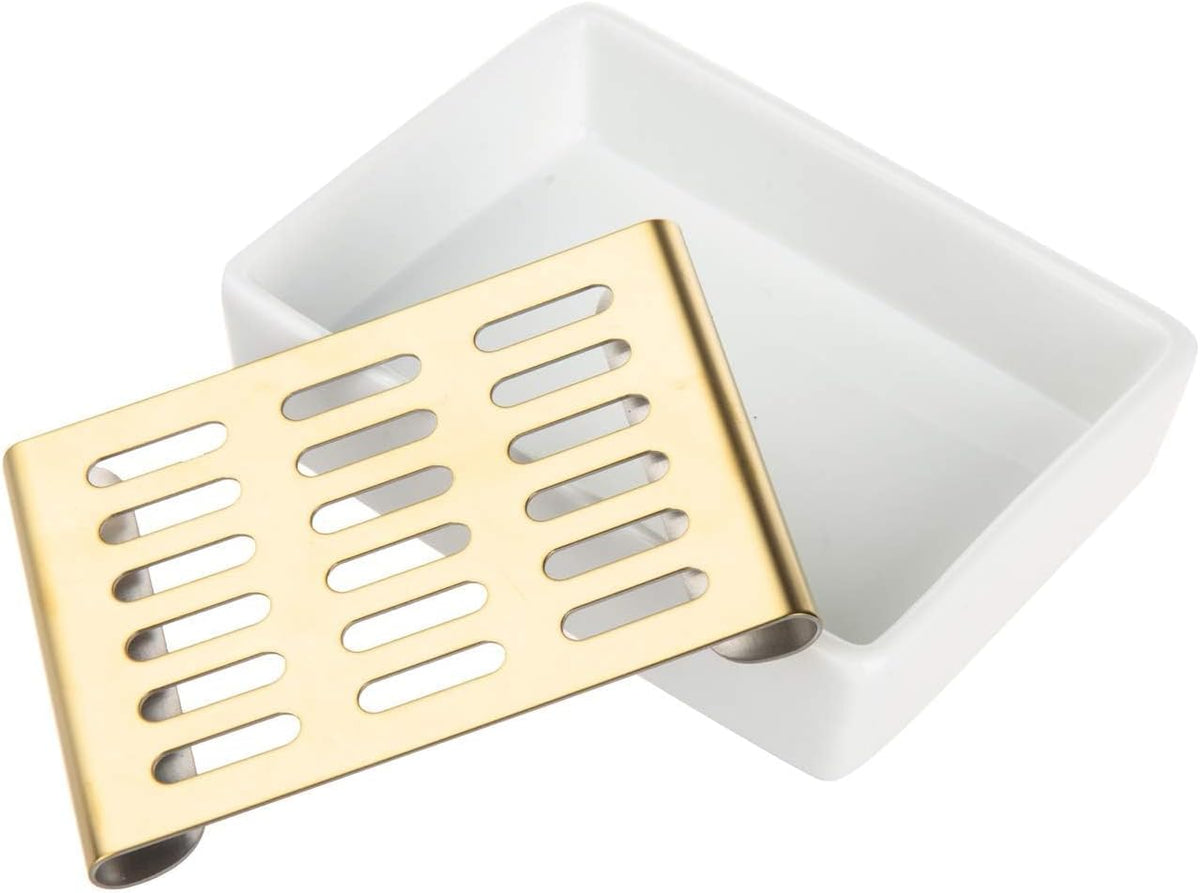 IMEEA Gold Soap Dish SUS304 Stainless Steel Soap Holder for Bathroom
