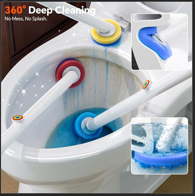 Ctime 2-Pack Disposable Toilet Cleaner and Brush Holder Set, 28 Wand