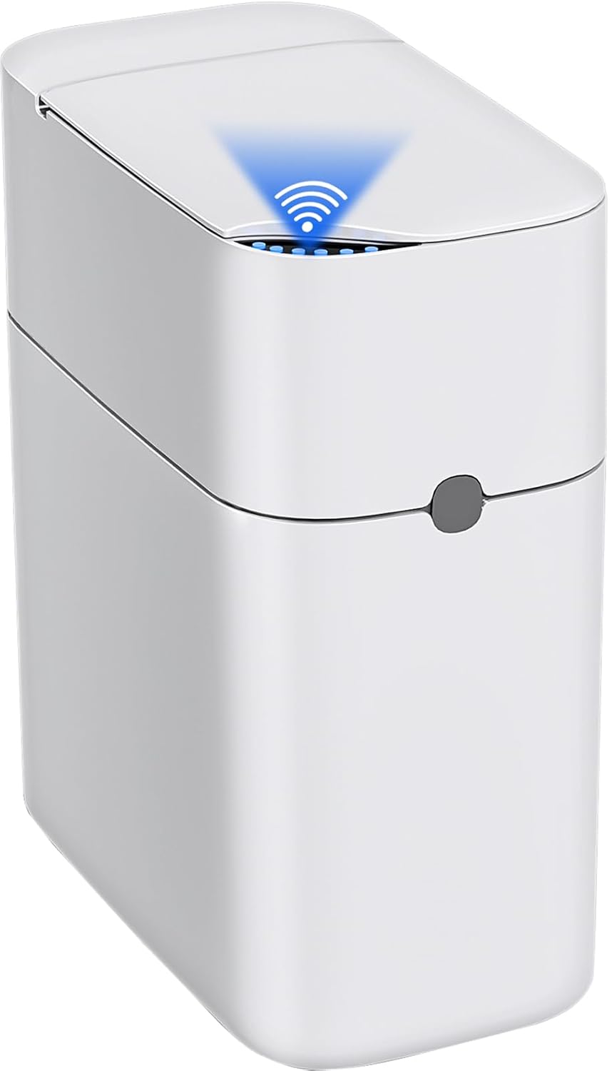 CTIME Touchless Automatic Bathroom Trash Can with Lid for Bathroom