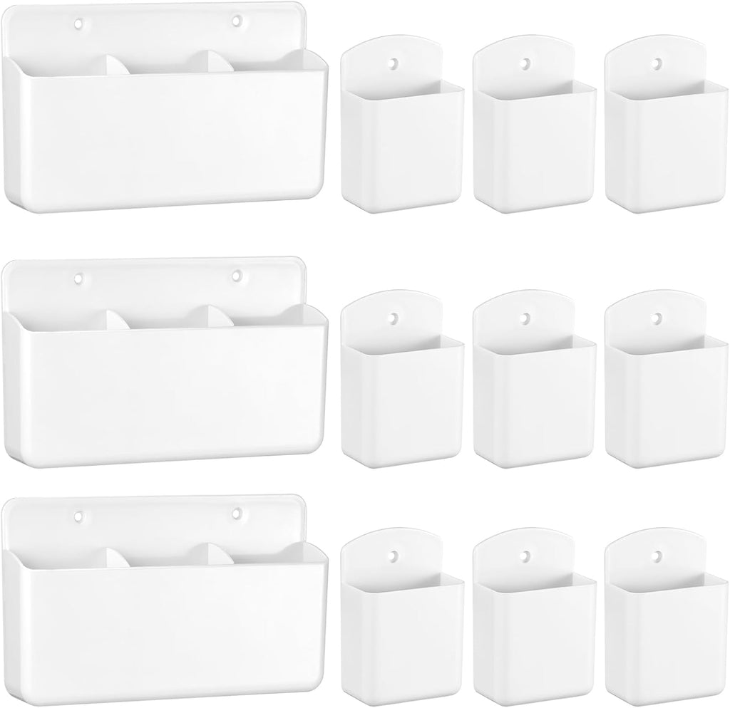 CroBlissful 12 Pcs Remote Control Holder Wall Mount Self Adhesive, White