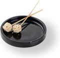 100% Carved Marble Round Vanity Tray 5.5'', for Kitchen Bathroom Countertop, Nightstand Decor, Candle Holder, Jewelry Rind Dish, Trinket Plate, Table Accents, Black