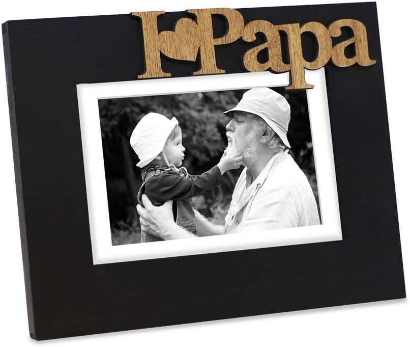 Isaac Jacobs 5x7 (Matted 4x6) Black Wood I Love Papa Photo Frame