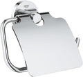 GROHE 40367001 Essentials Wall-Mounted Toilet Paper Holder with Cover, Starlight Chrome