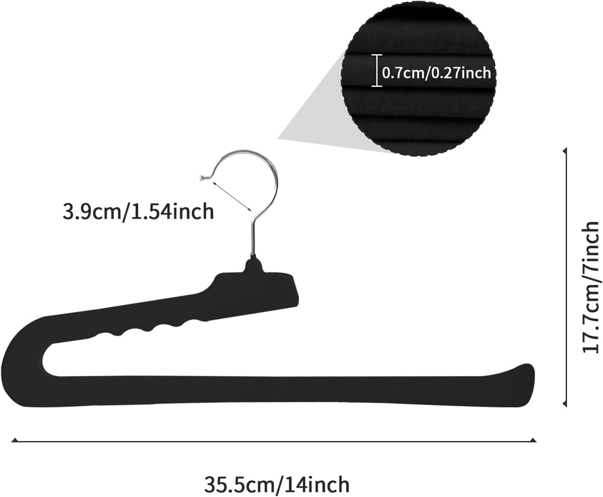 ManGotree Non Slip Velvet Pants Hangers Felt Jean Hangers 20 Pack Black