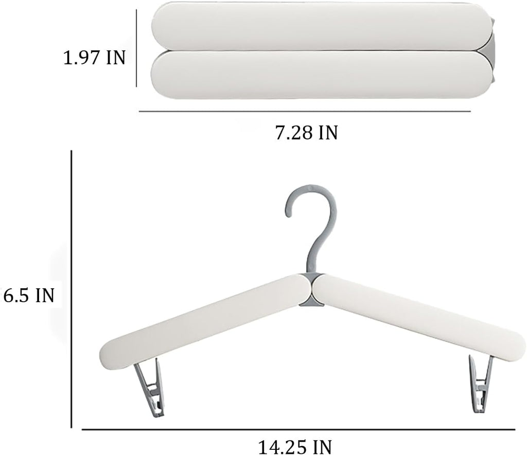 4 Pack Foldable Travel Hangers with Hidden Clips(White)