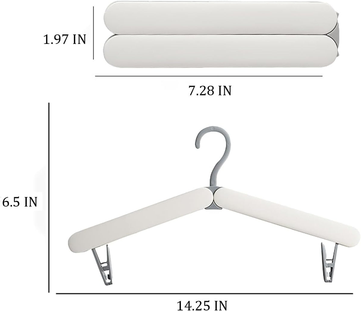 4 Pack Foldable Travel Hangers with Hidden Clips(White)