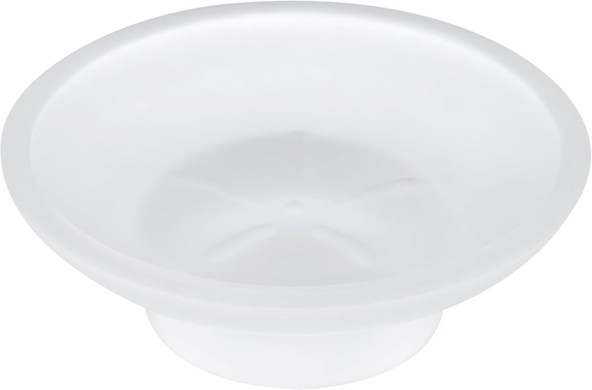Aomasi Glass Round Soap Holder for Bathroom Shower Sink, Frosted