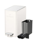 10L/2.6G Slim Bathroom Trash Can, Narrow Stainless Steel Soft-Close Step Pedal Bin with Lid, Odor Control Carbon Box, Removable Inner Bucket, Small Waste Bin for Bedroom, Office, RV (White)