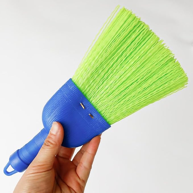 Poly Fiber Mini Broom Whisk Handheld Brush Head with Hang Hole for Outdoor Car Porch Debris Dust Dirt Driveways Sidewalks (2)