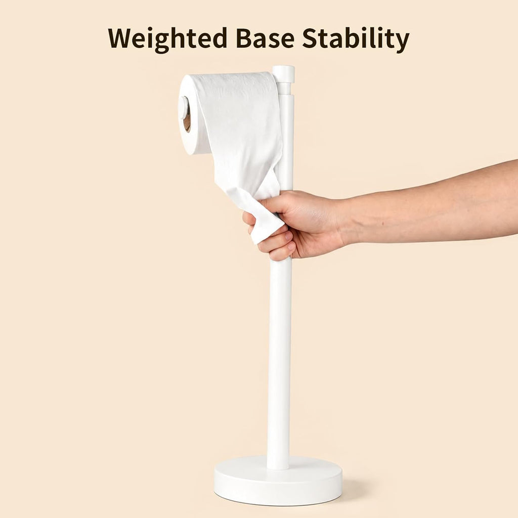 YUMORE Toilet Paper Holder Stand with Weighted Base, Matte White