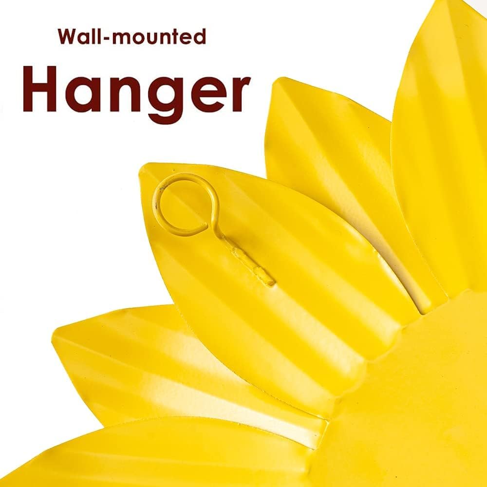 YEAHOME Sunflower Wall Decor - 9'' Metal Flower Wall Art Decorations 3 PACK Spring Yard Garden Sunflower Decor Hanging for Kitchen, Bathroom, Bedroom, Set of 3 Handmade Gift for Home, Indoor, Outdoor
