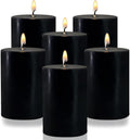 2.75x3.25 Inch Black Pillar Candles Set of 6 - Decorative Unscented, Long Burning Dripless Candle for Home Table Decor, Smokeless Large Pillar Candles for Wedding, Dinner, Halloween, Christmas Decor