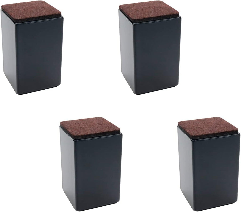 4" Self Adhesive Bed and Furniture Risers,Square Black,2.36"x3.9"
