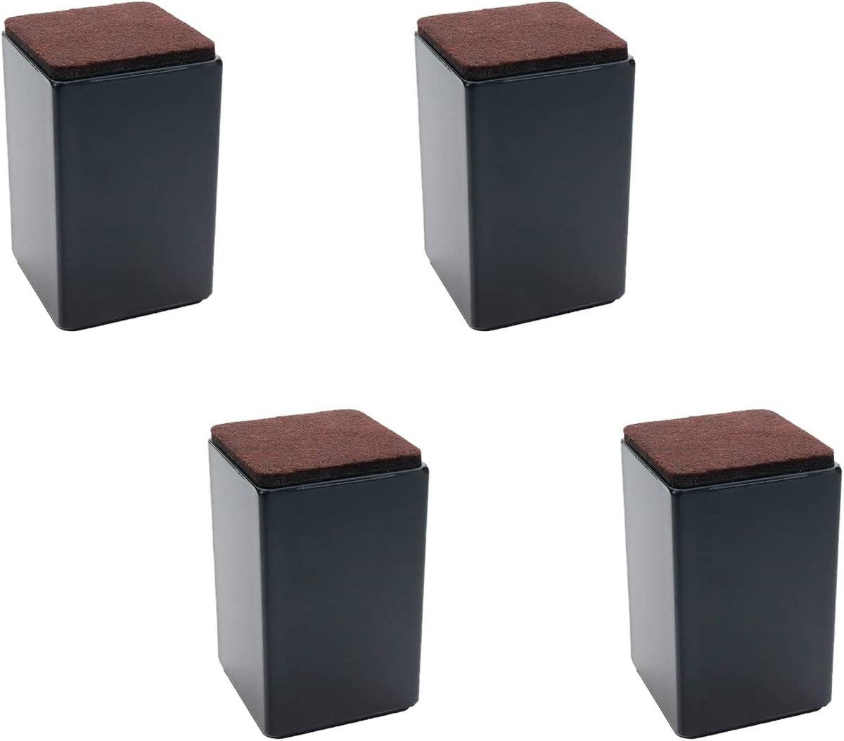 4" Self Adhesive Bed and Furniture Risers,Square Black,2.36"x3.9"