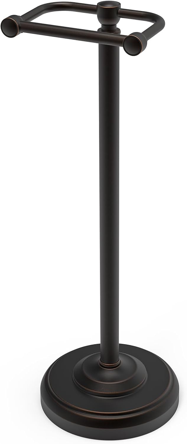 Toilet Paper Holder Stand, Freestanding Toilet Paper Holder,Farmhouse Post Pivoting Toilet Paper Stand with Stable Weighted Base,Stainless Steel Tissue Roll Holder Stand for Bathroom,Oil Rubbed Bronze