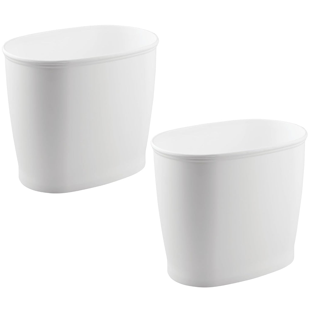 iDesign Slim Plastic Bathroom Trash Can, 2-Pack, White